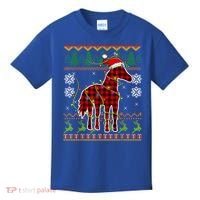 Red Plaid Horse Santa Hat Ugly Christmas Sweater Pajamas Great Gift Kids T-Shirt thumb 0