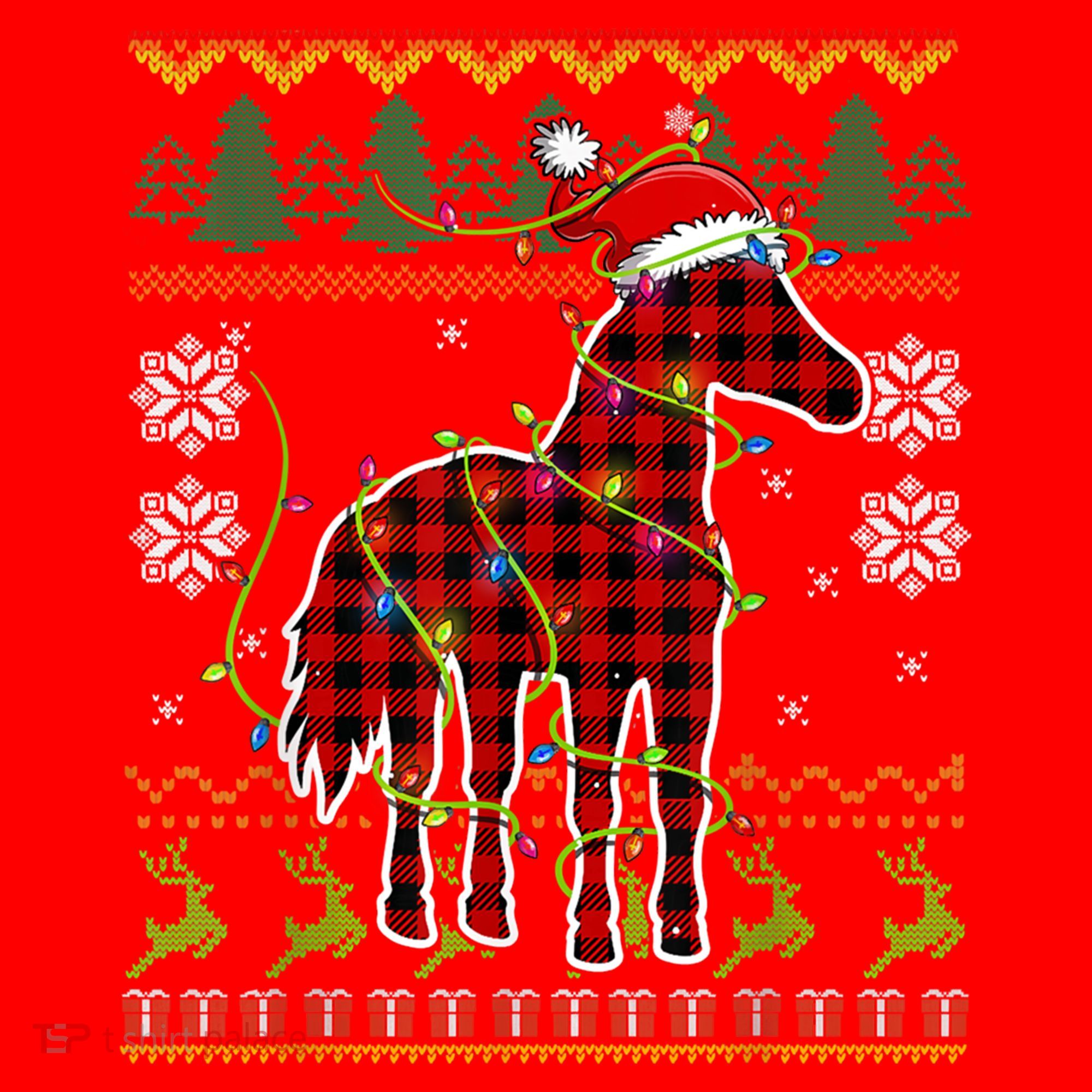 Red Plaid Horse Santa Hat Ugly Christmas Sweater Pajamas Great Gift Santa Hat