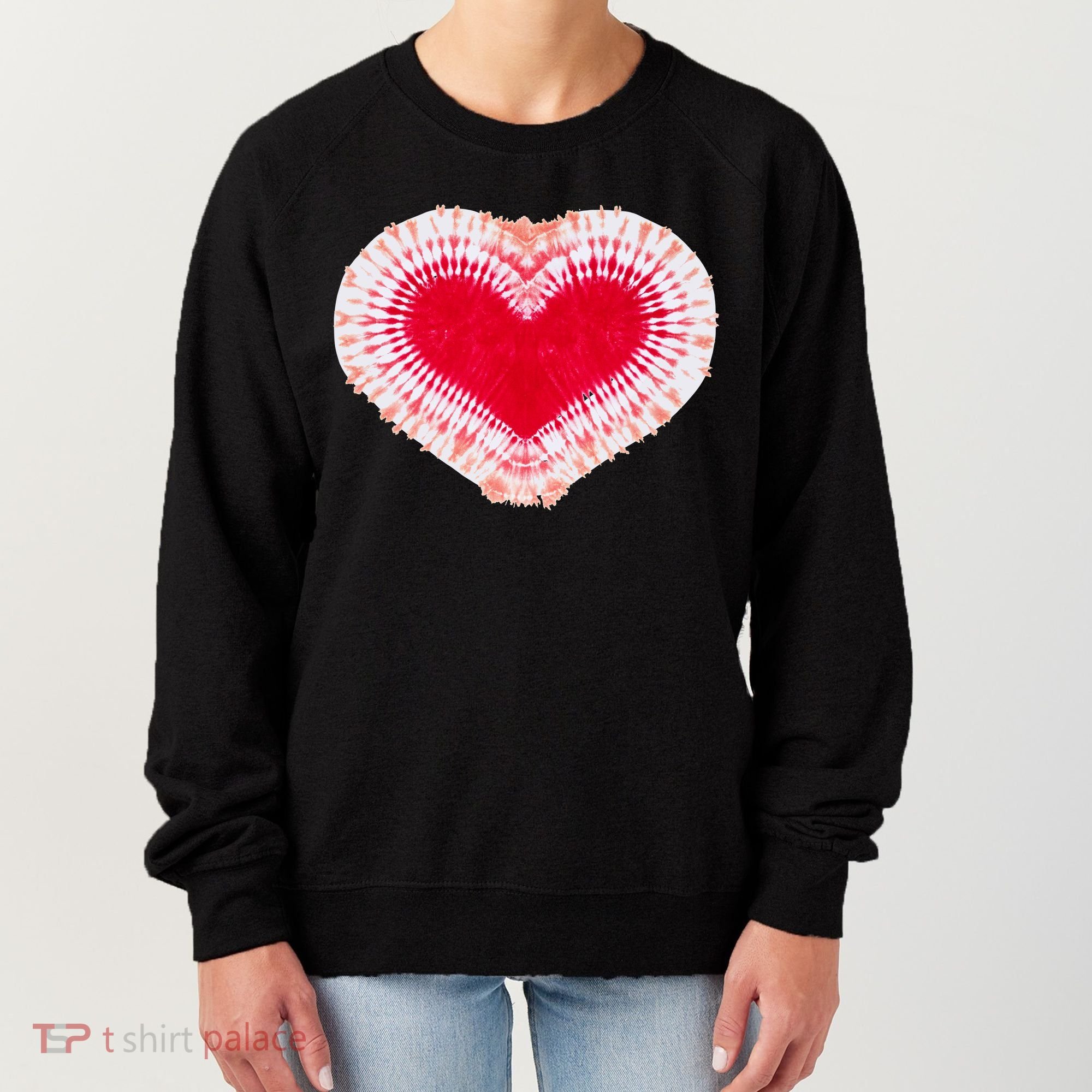 Red & Pink Heart Tie Dye Valentines Day Women's Sweatshirt