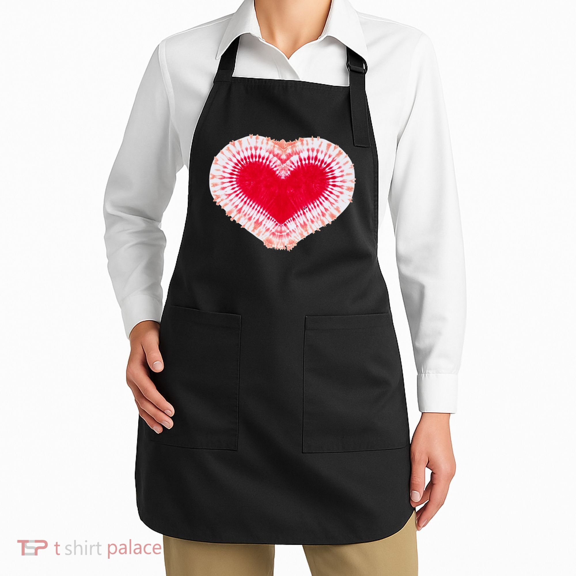 Red & Pink Heart Tie Dye Valentines Day Apron
