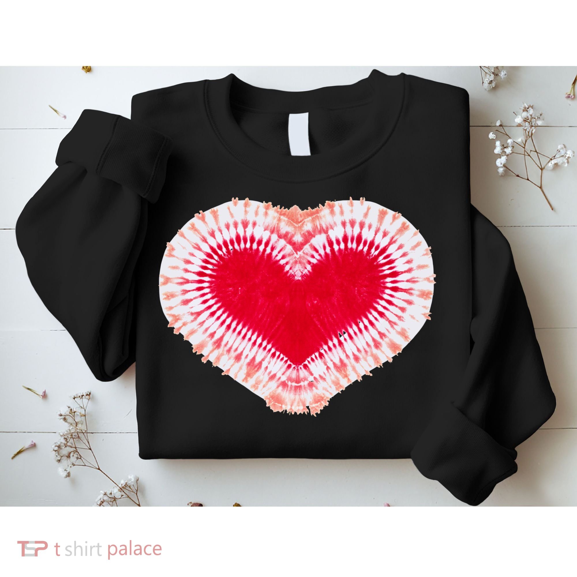Red & Pink Heart Tie Dye Valentines Day Sweatshirt