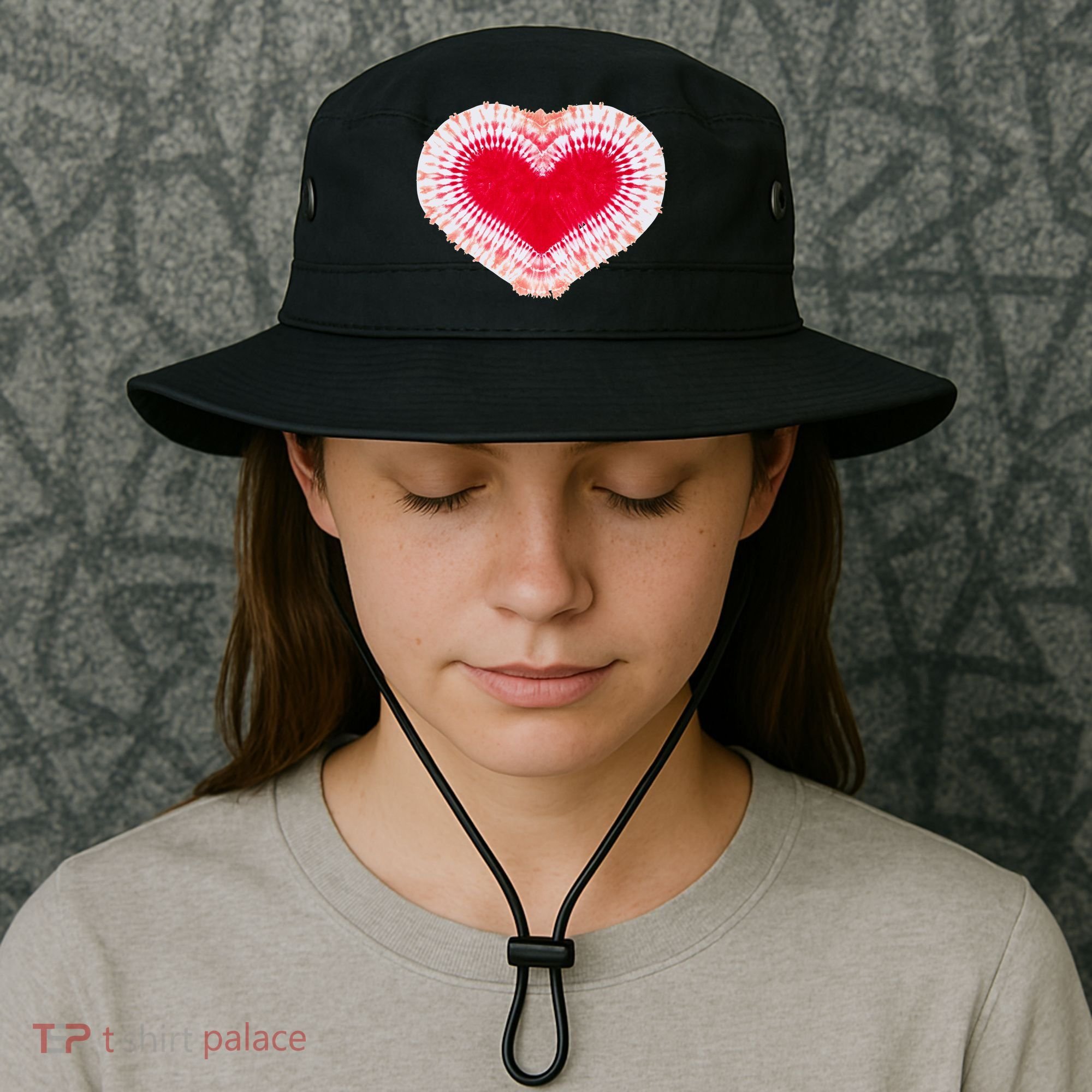Red & Pink Heart Tie Dye Valentines Day Bucket Hat
