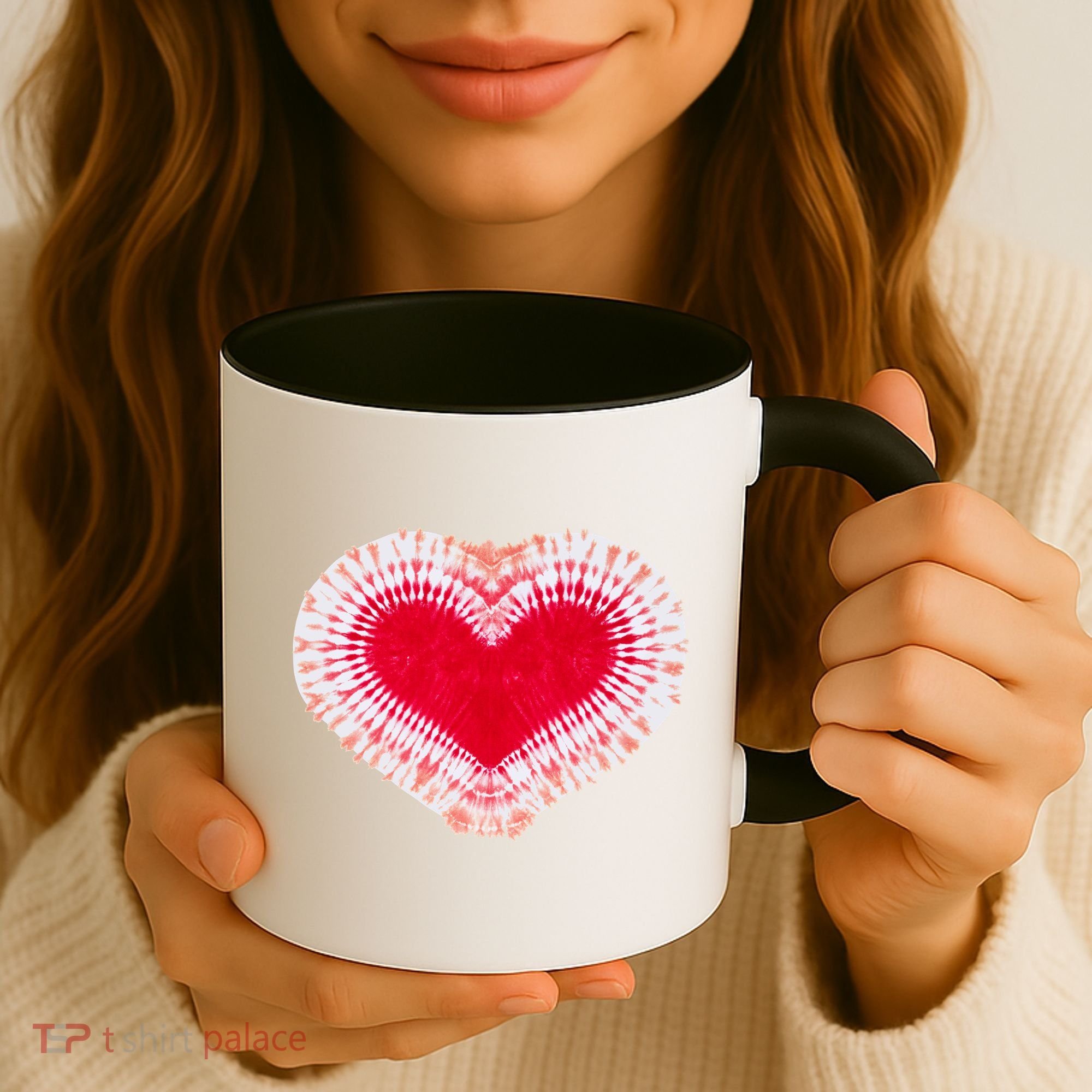 Red & Pink Heart Tie Dye Valentines Day Coffee Mug