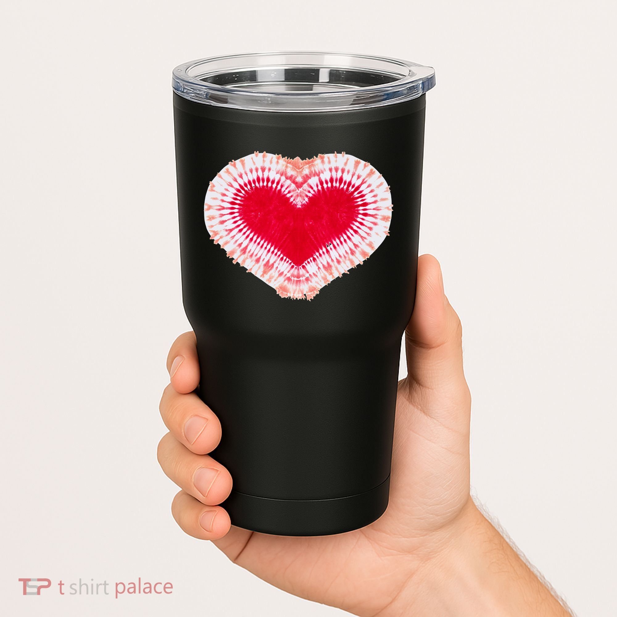 Red & Pink Heart Tie Dye Valentines Day Tumbler