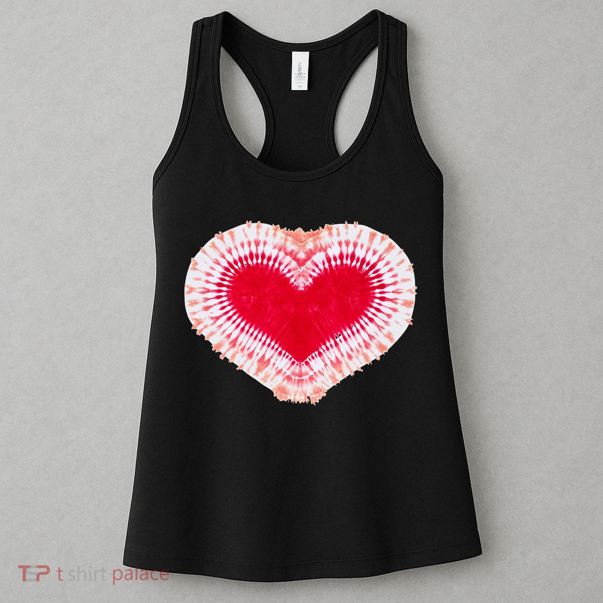 Red & Pink Heart Tie Dye Valentines Day Women's Tank Top