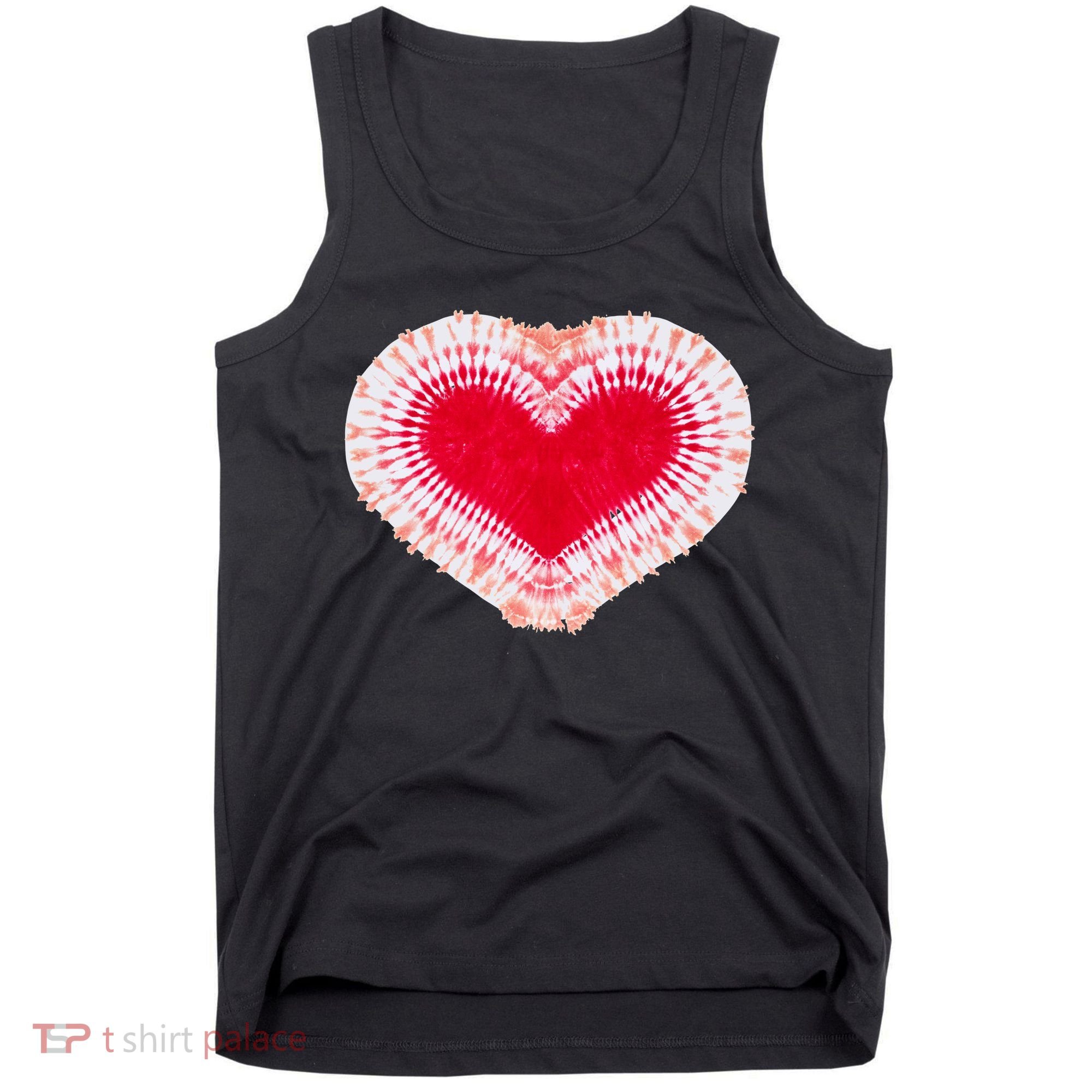 Red & Pink Heart Tie Dye Valentines Day Tank Top
