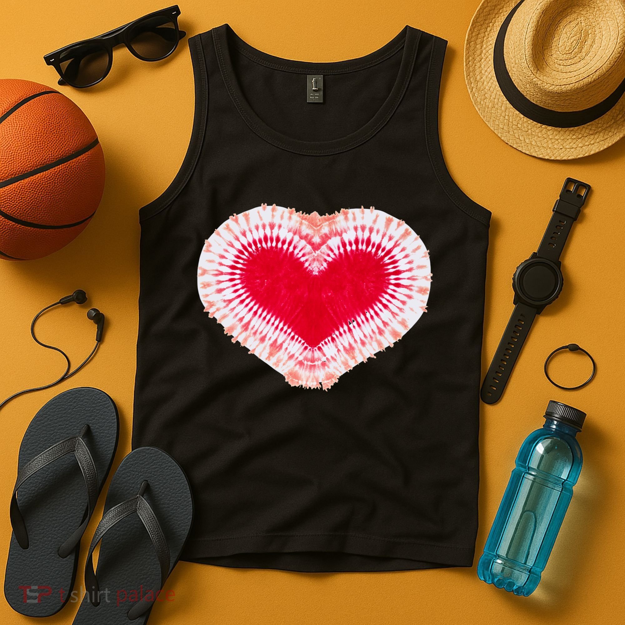 Red & Pink Heart Tie Dye Valentines Day Tank Top