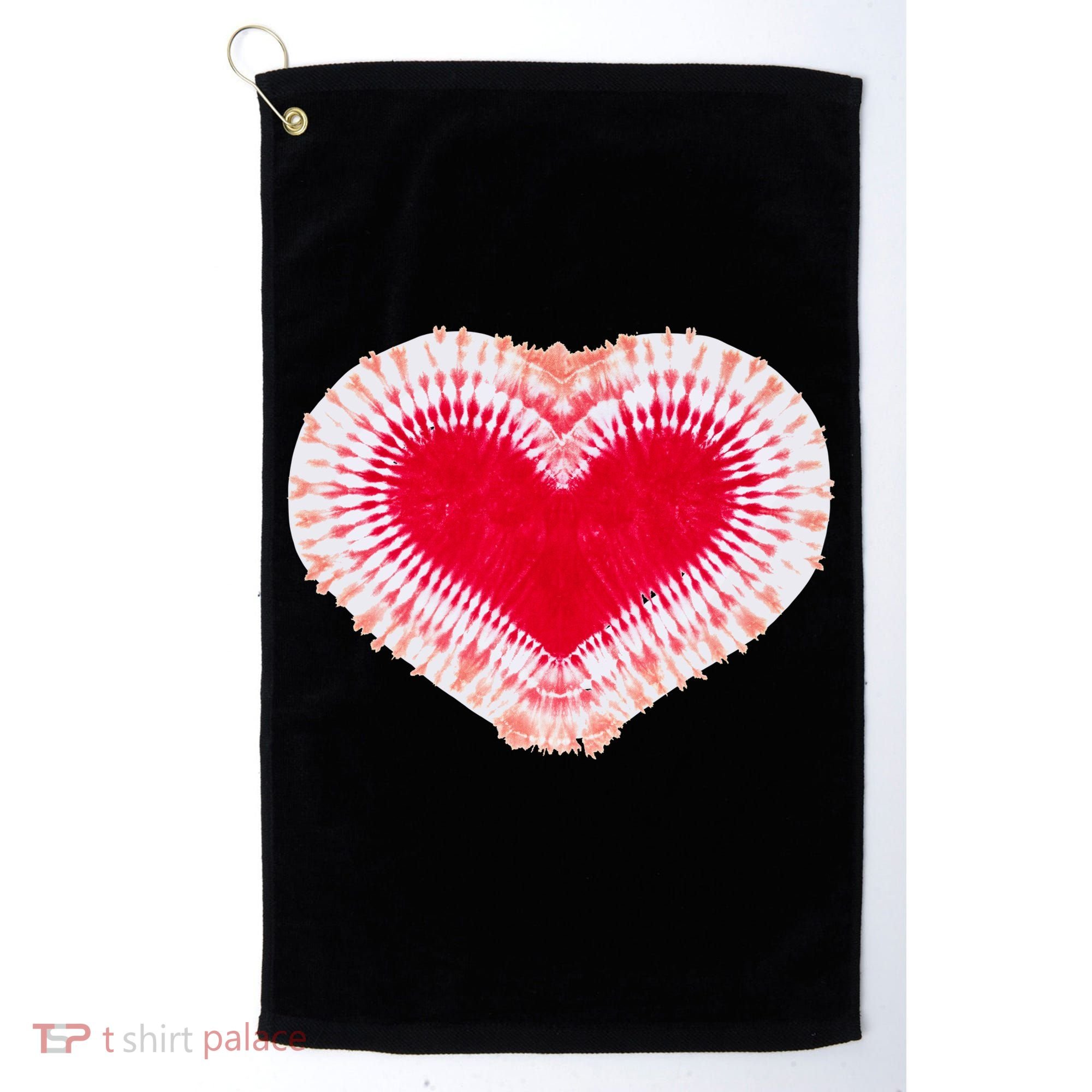 Red & Pink Heart Tie Dye Valentines Day Golf Towel