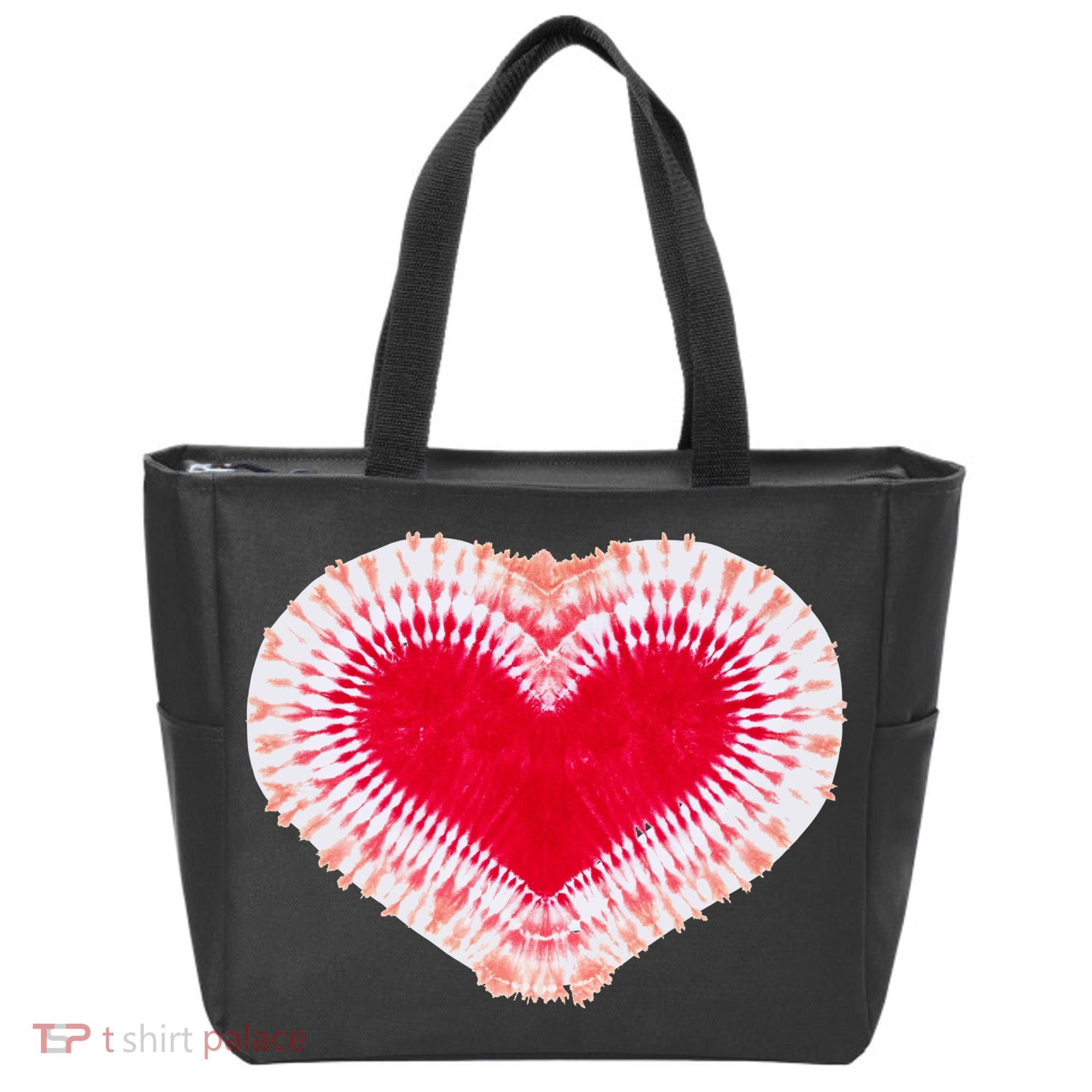 Red & Pink Heart Tie Dye Valentines Day Tote Bag