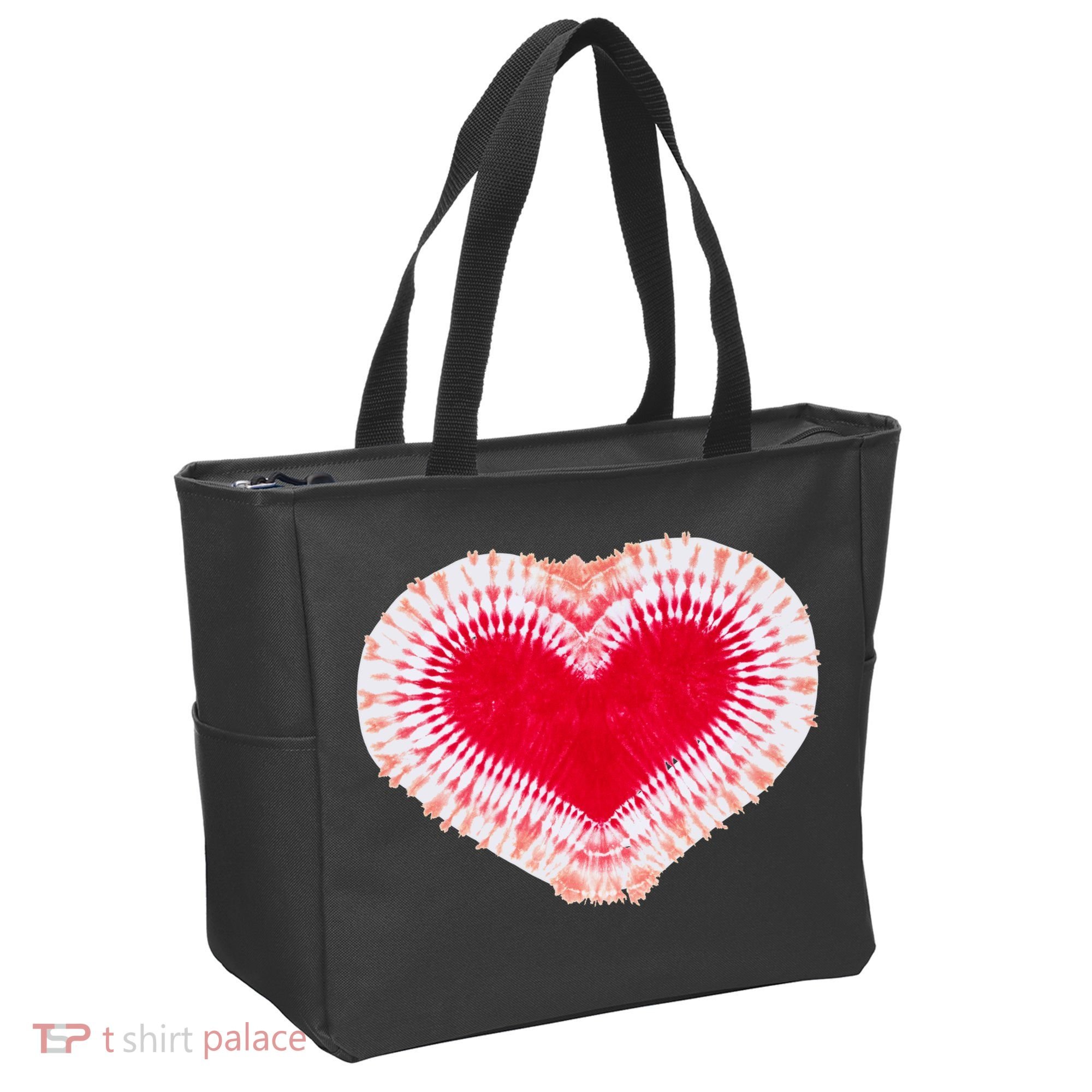 Red & Pink Heart Tie Dye Valentines Day Tote Bag
