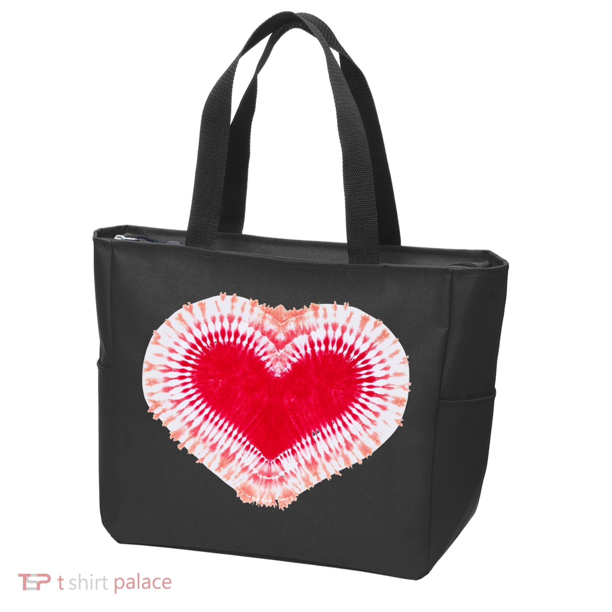 Red & Pink Heart Tie Dye Valentines Day Tote Bag
