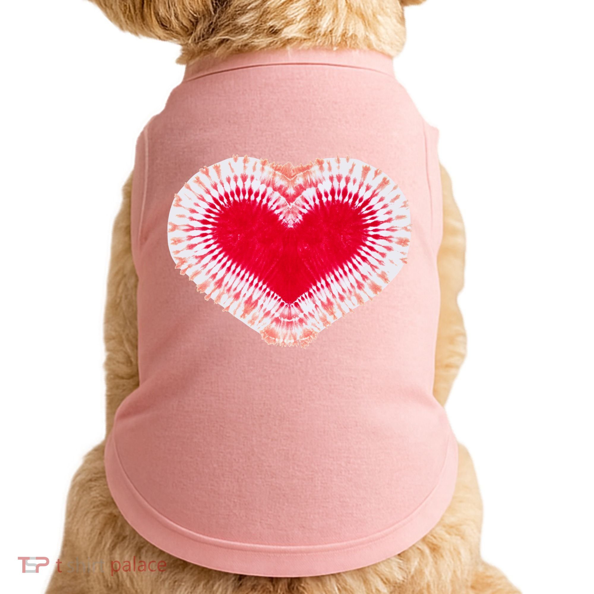 Red & Pink Heart Tie Dye Valentines Day Doggie Tank