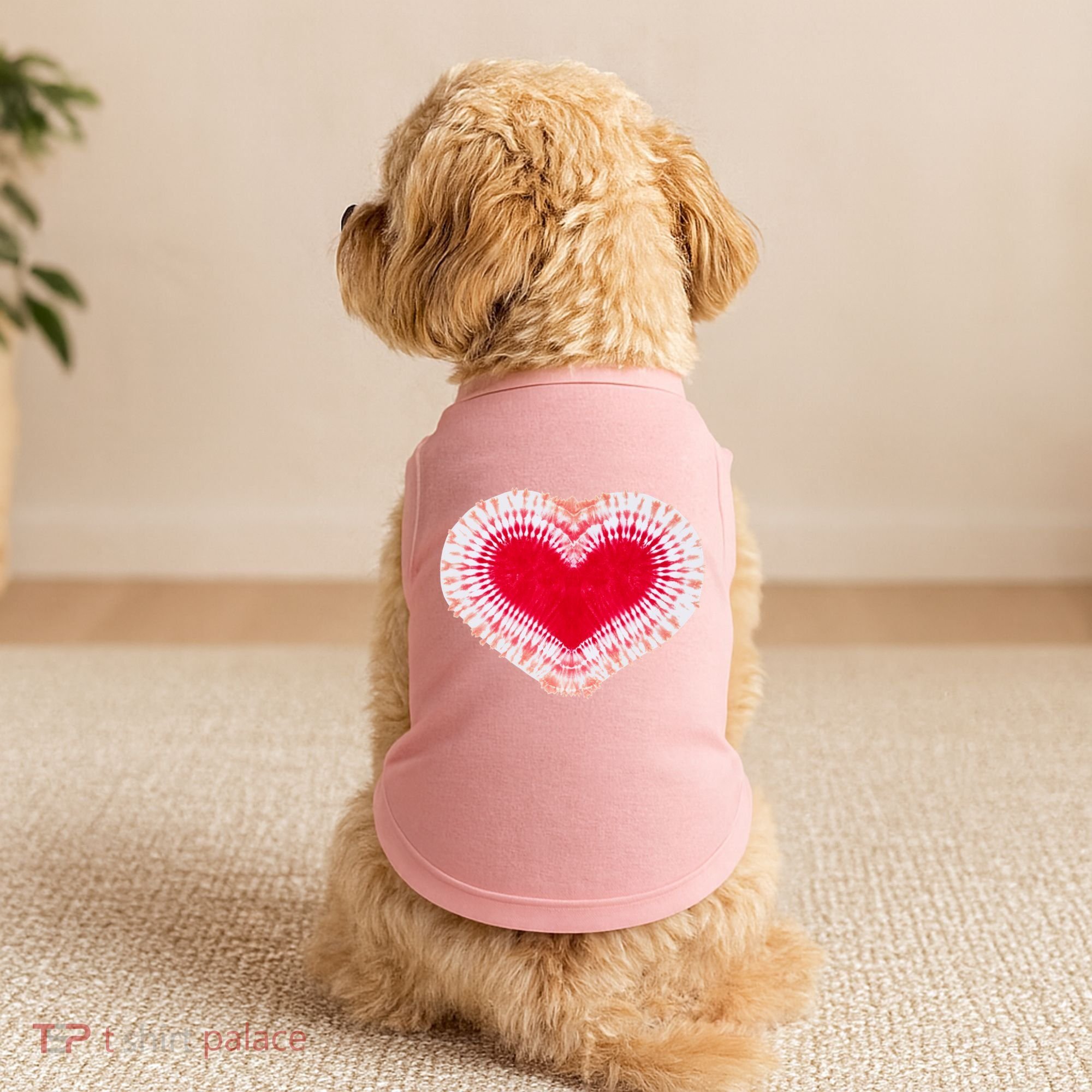 Red & Pink Heart Tie Dye Valentines Day Doggie Tank