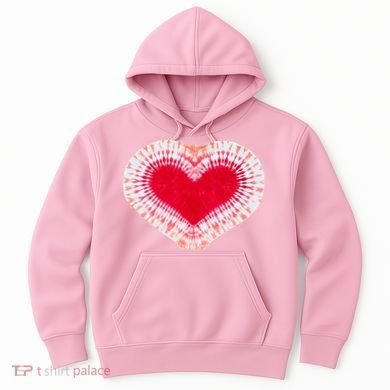 Red & Pink Heart Tie Dye Valentines Day Hoodie