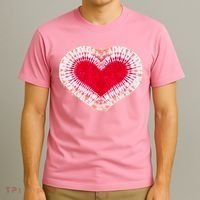 Red & Pink Heart Tie Dye Valentines Day T-Shirt thumb 3