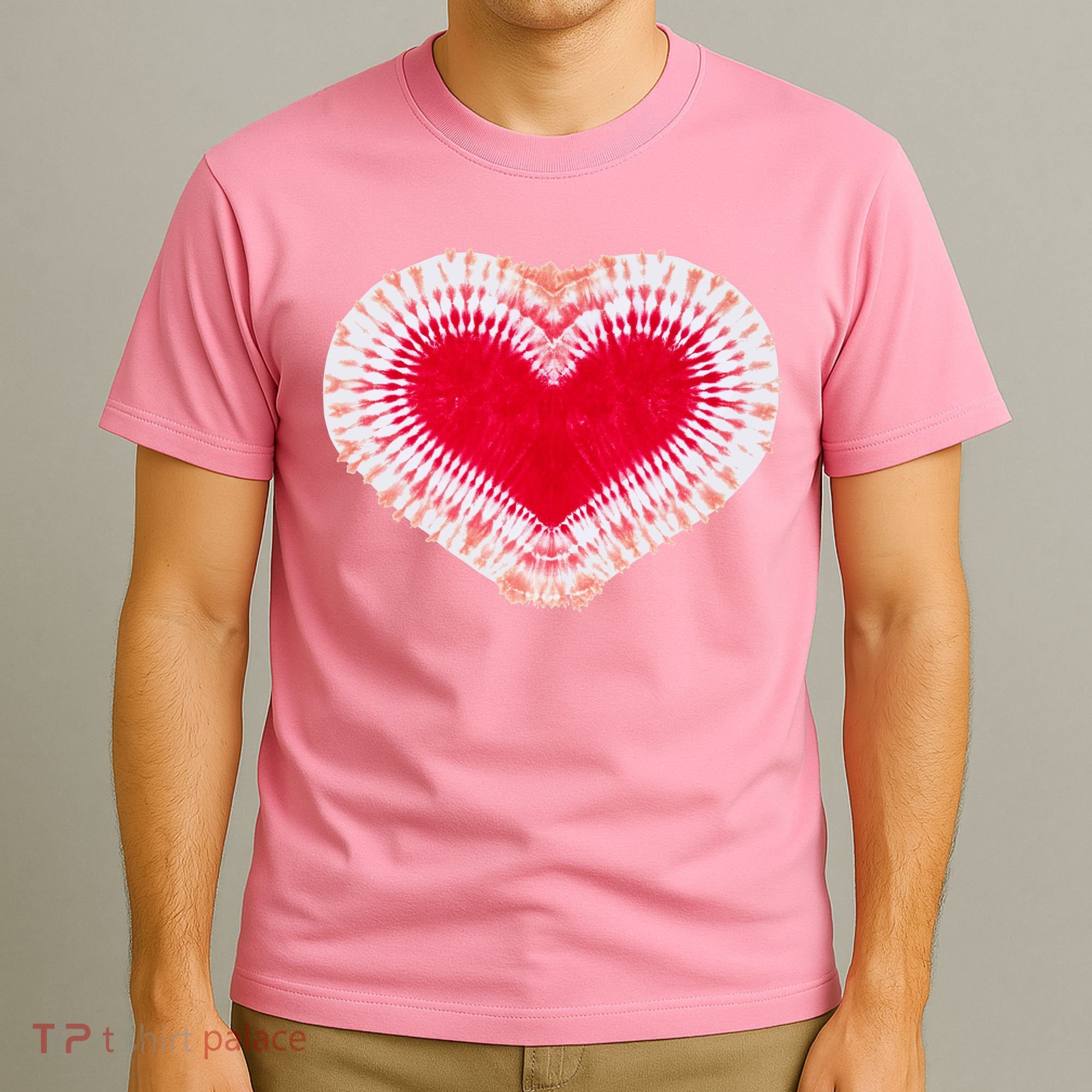 Red & Pink Heart Tie Dye Valentines Day T-Shirt
