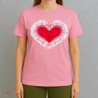 Red & Pink Heart Tie Dye Valentines Day T-Shirt thumb 4