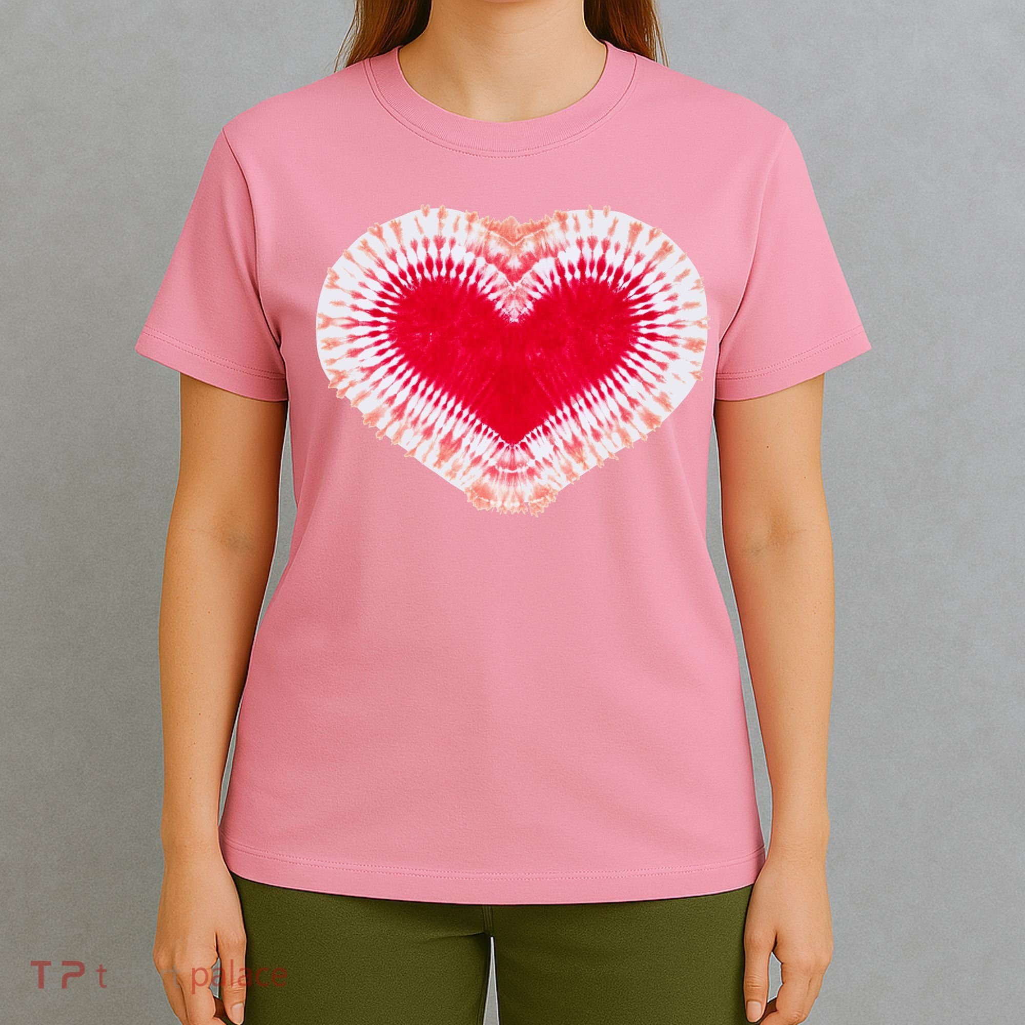 Red & Pink Heart Tie Dye Valentines Day T-Shirt
