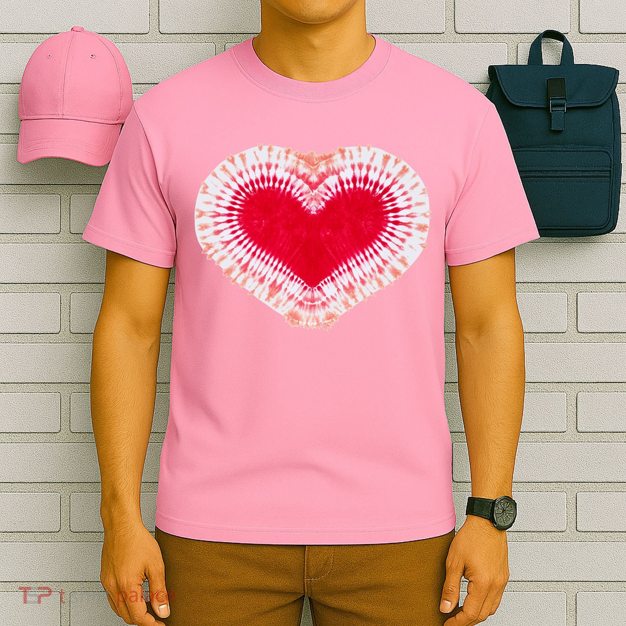 Red & Pink Heart Tie Dye Valentines Day T-Shirt