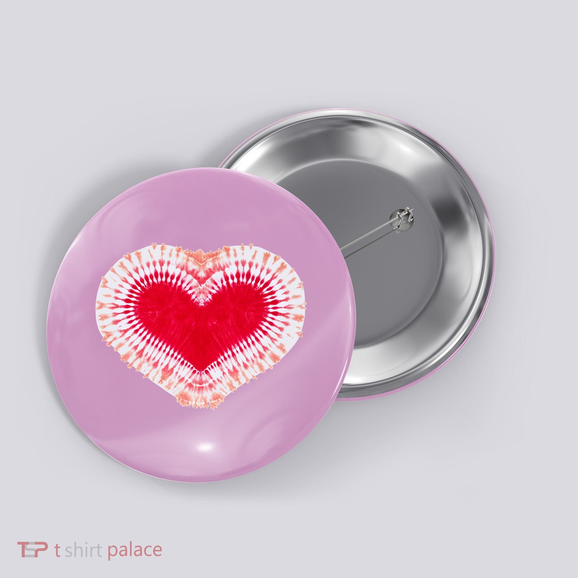 Red & Pink Heart Tie Dye Valentines Day Button