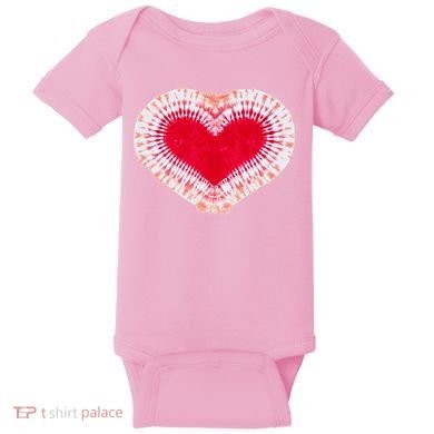 Red & Pink Heart Tie Dye Valentines Day Baby Bodysuit