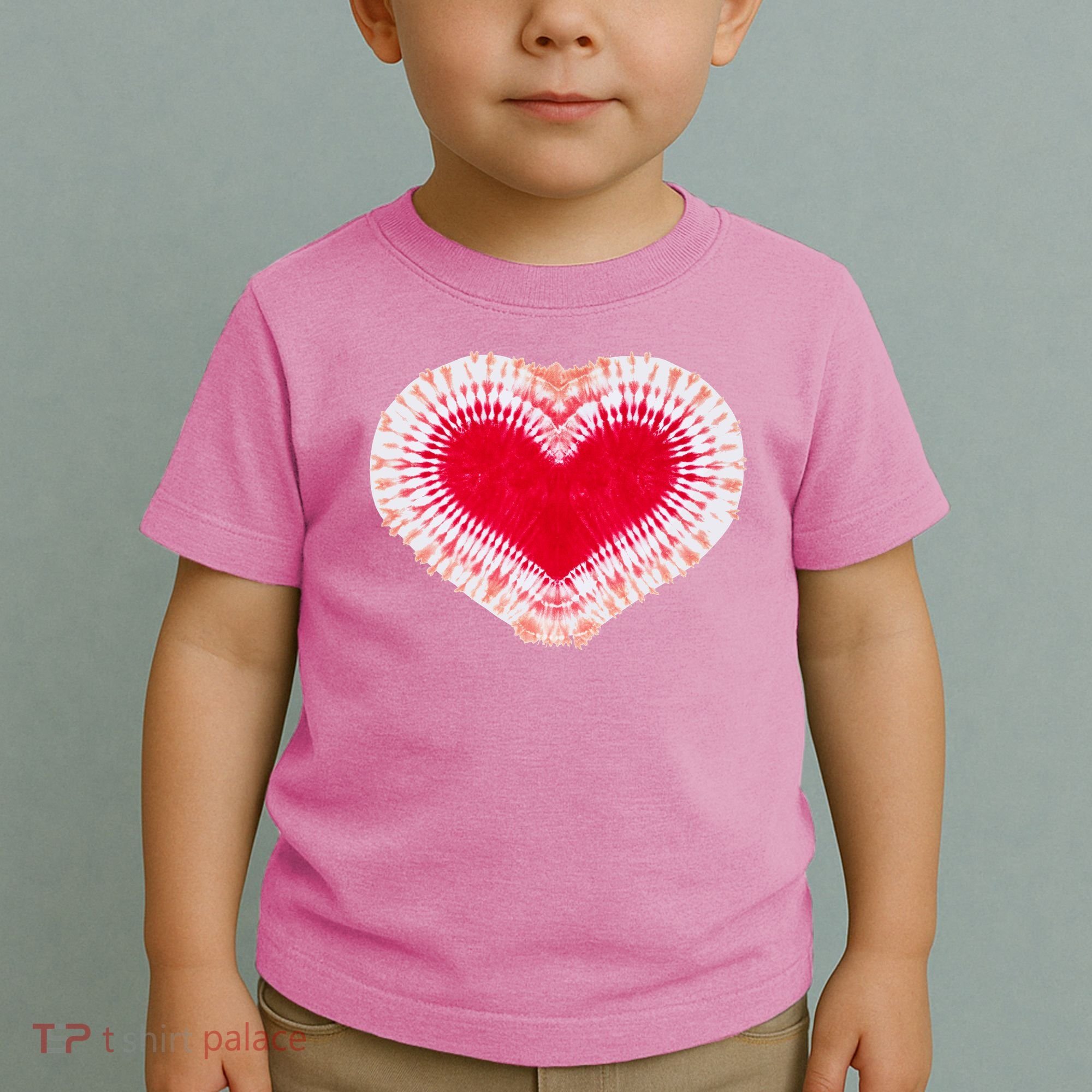 Red & Pink Heart Tie Dye Valentines Day Toddler T-Shirt