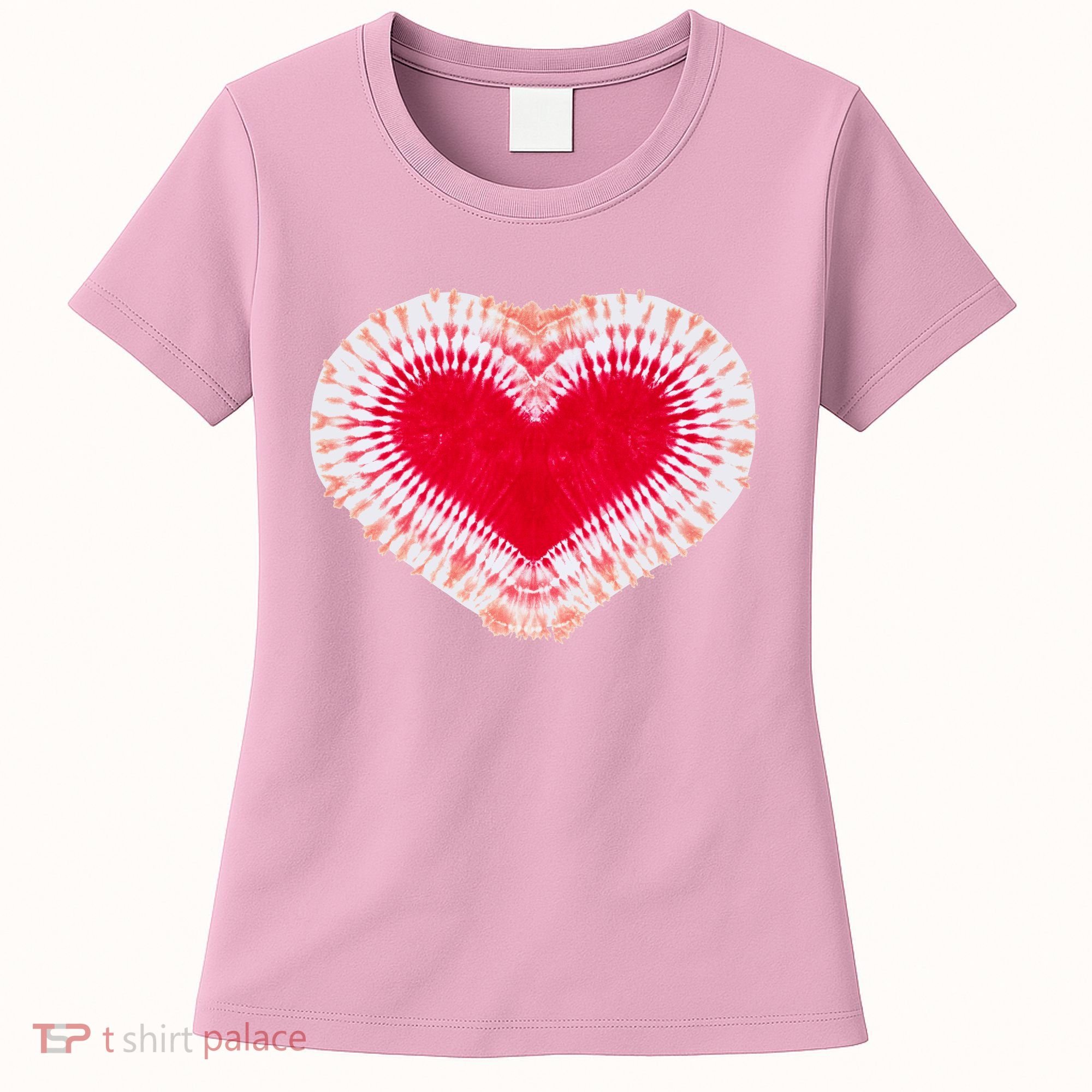 Red & Pink Heart Tie Dye Valentines Day Women's T-Shirt