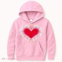 Red & Pink Heart Tie Dye Valentines Day Kids Hoodie thumb 0