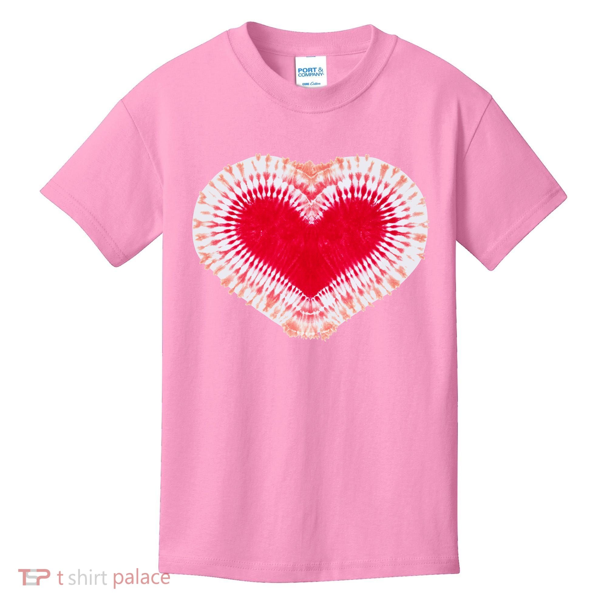 Red & Pink Heart Tie Dye Valentines Day Kids T-Shirt