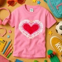 Red & Pink Heart Tie Dye Valentines Day Kids T-Shirt thumb 3