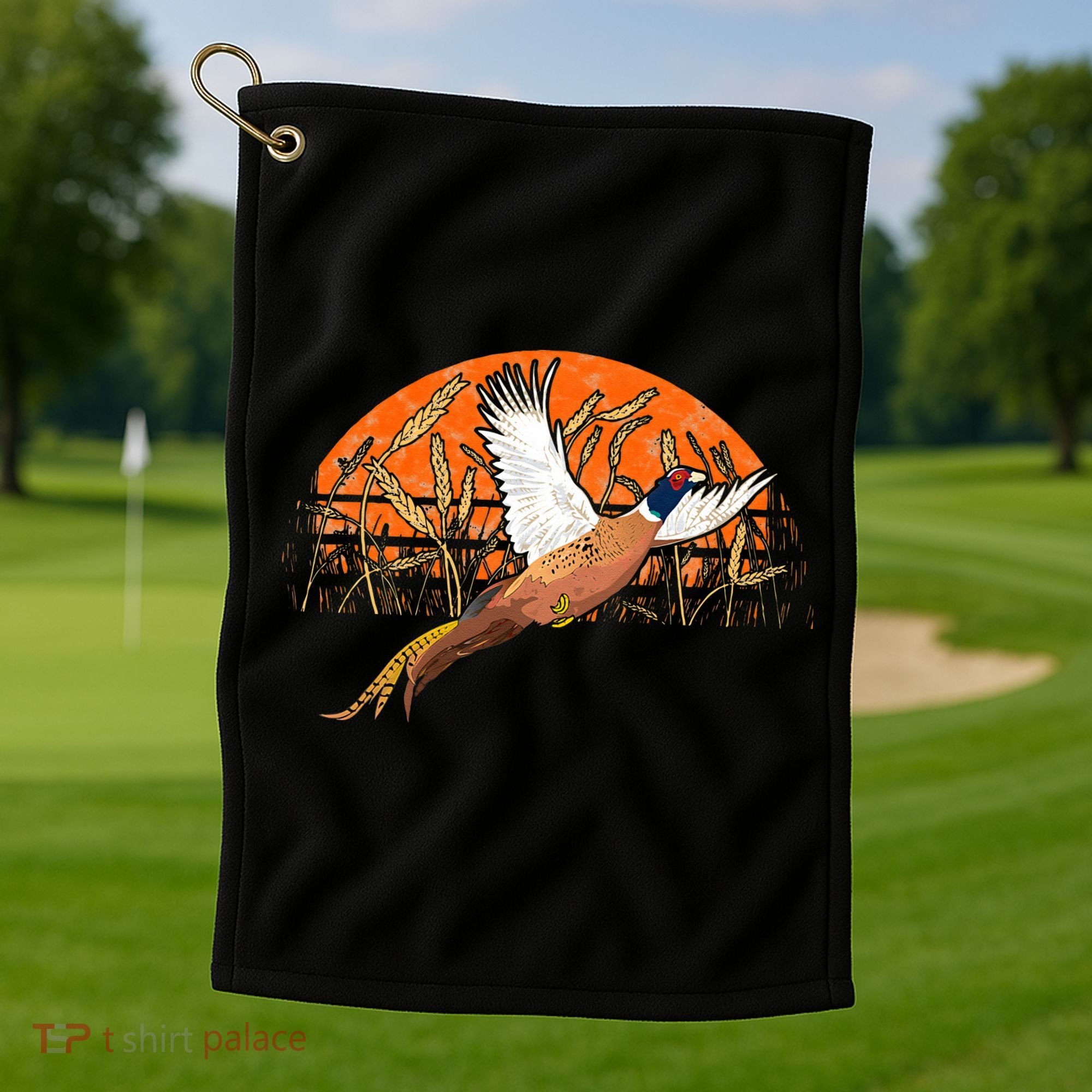 Ringneck Pheasant Hunting Upland Bird Hunter Grain Field Golf Towel