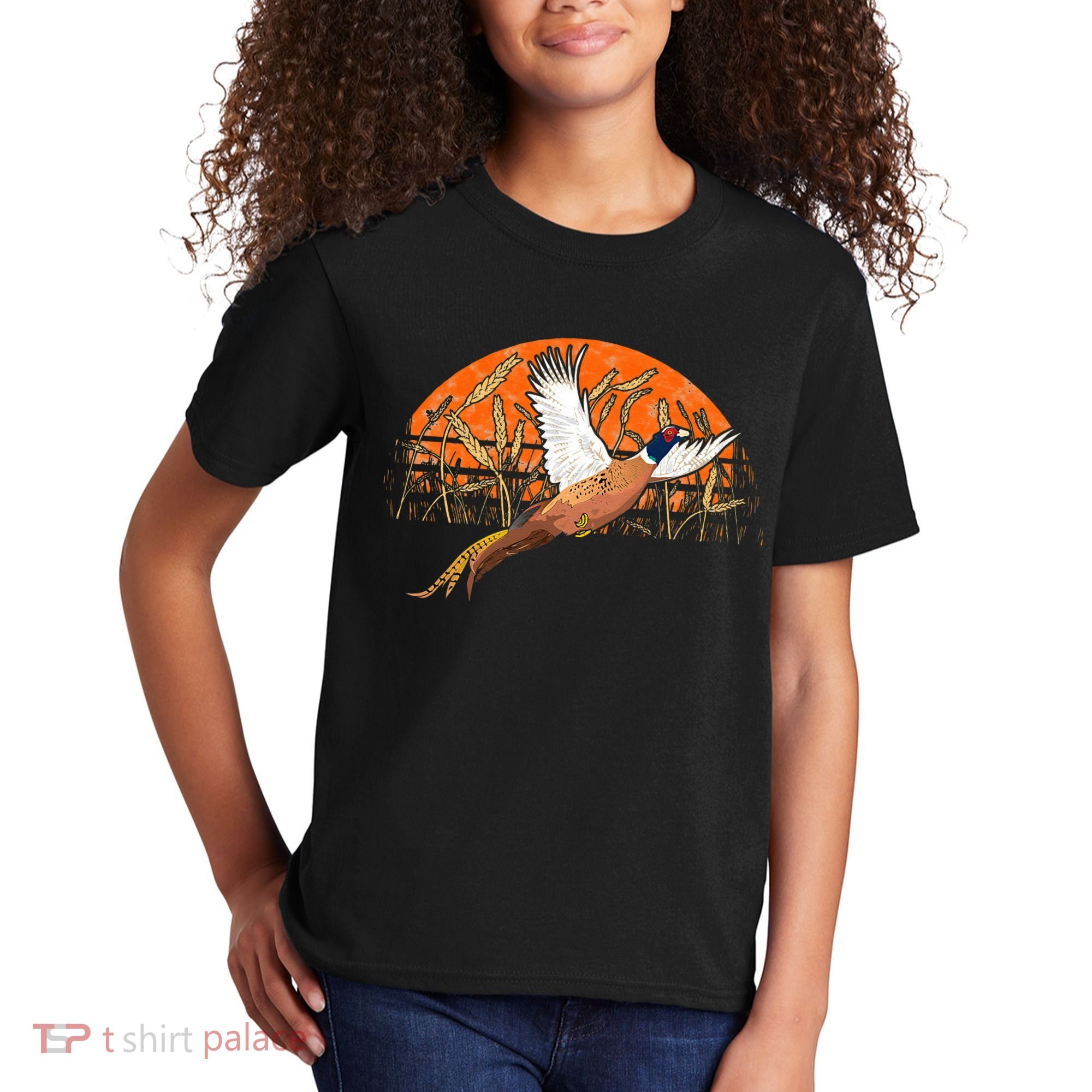 Ringneck Pheasant Hunting Upland Bird Hunter Grain Field Kids T-Shirt