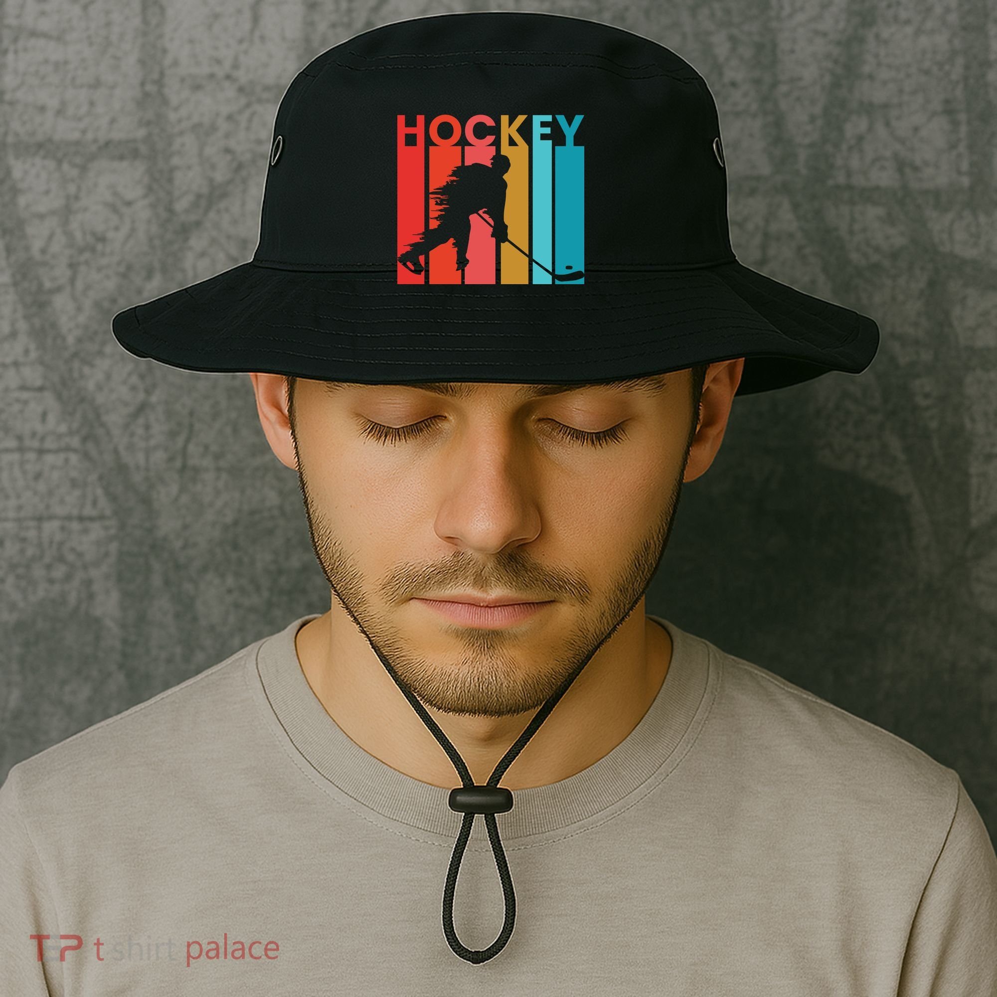 Retro Poster Hockey Lovers Bucket Hat