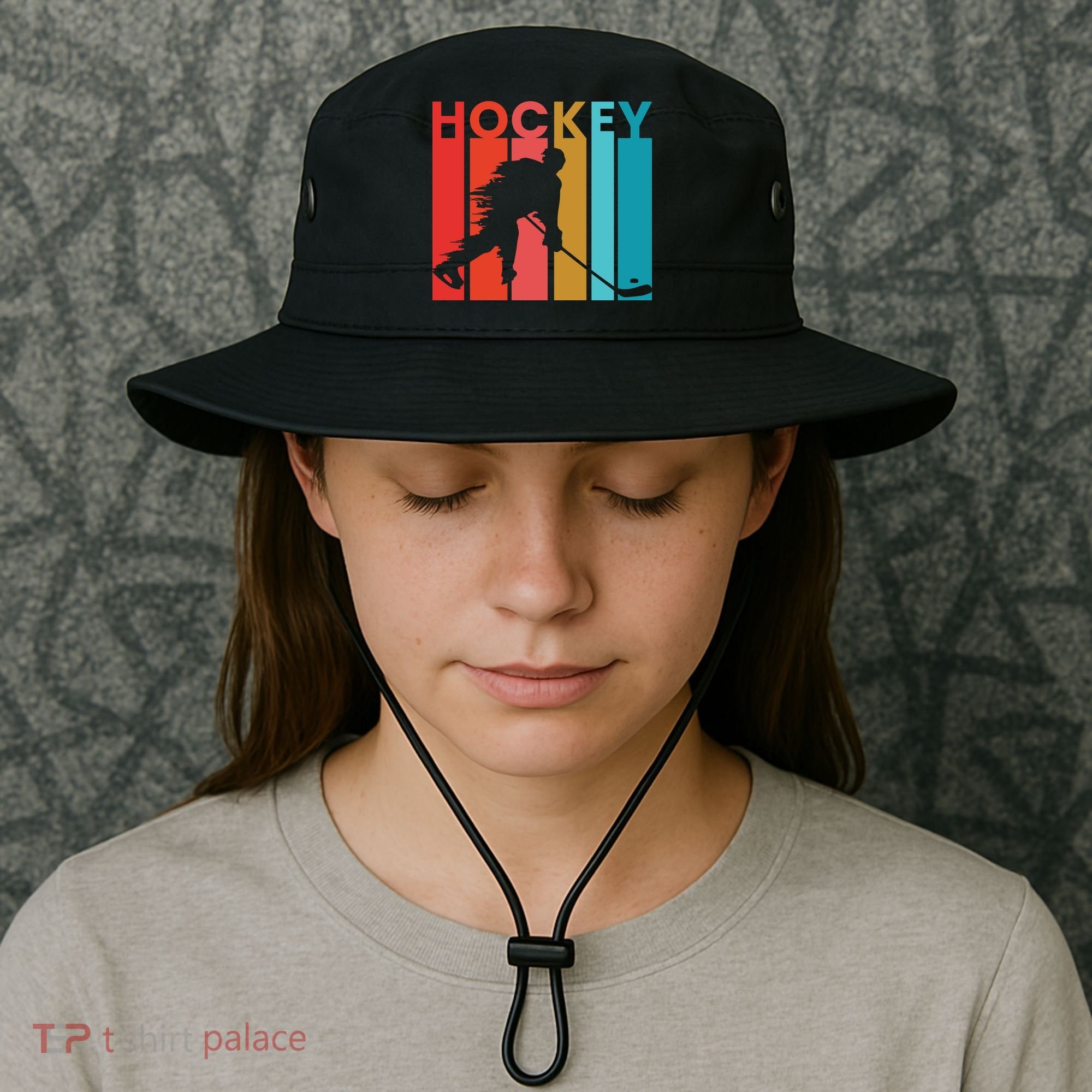 Retro Poster Hockey Lovers Bucket Hat