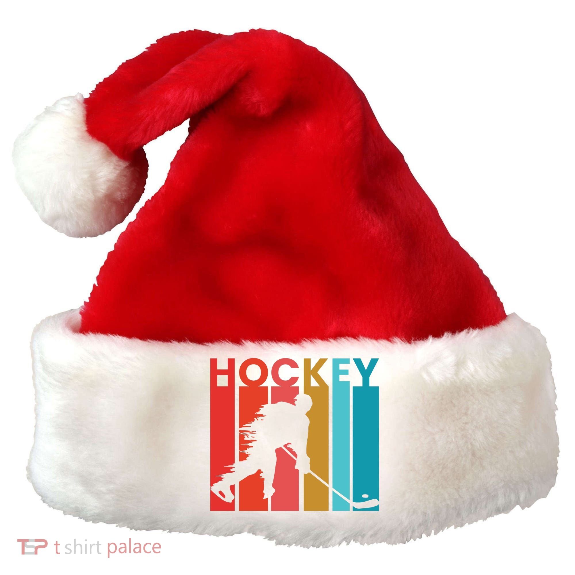 Retro Poster Hockey Lovers Santa Hat
