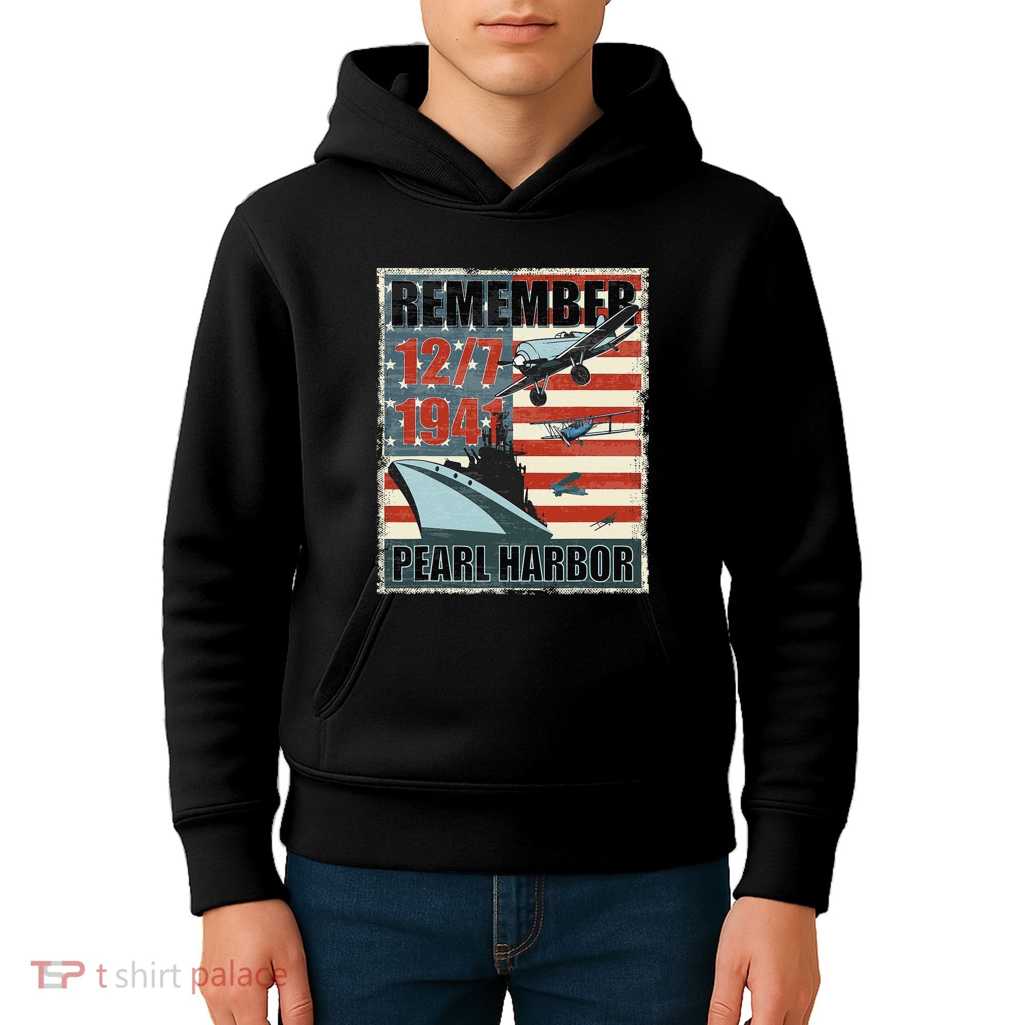 Remember Pearl Harbor Remembrance Day December 7th 1941 Kids Hoodie
