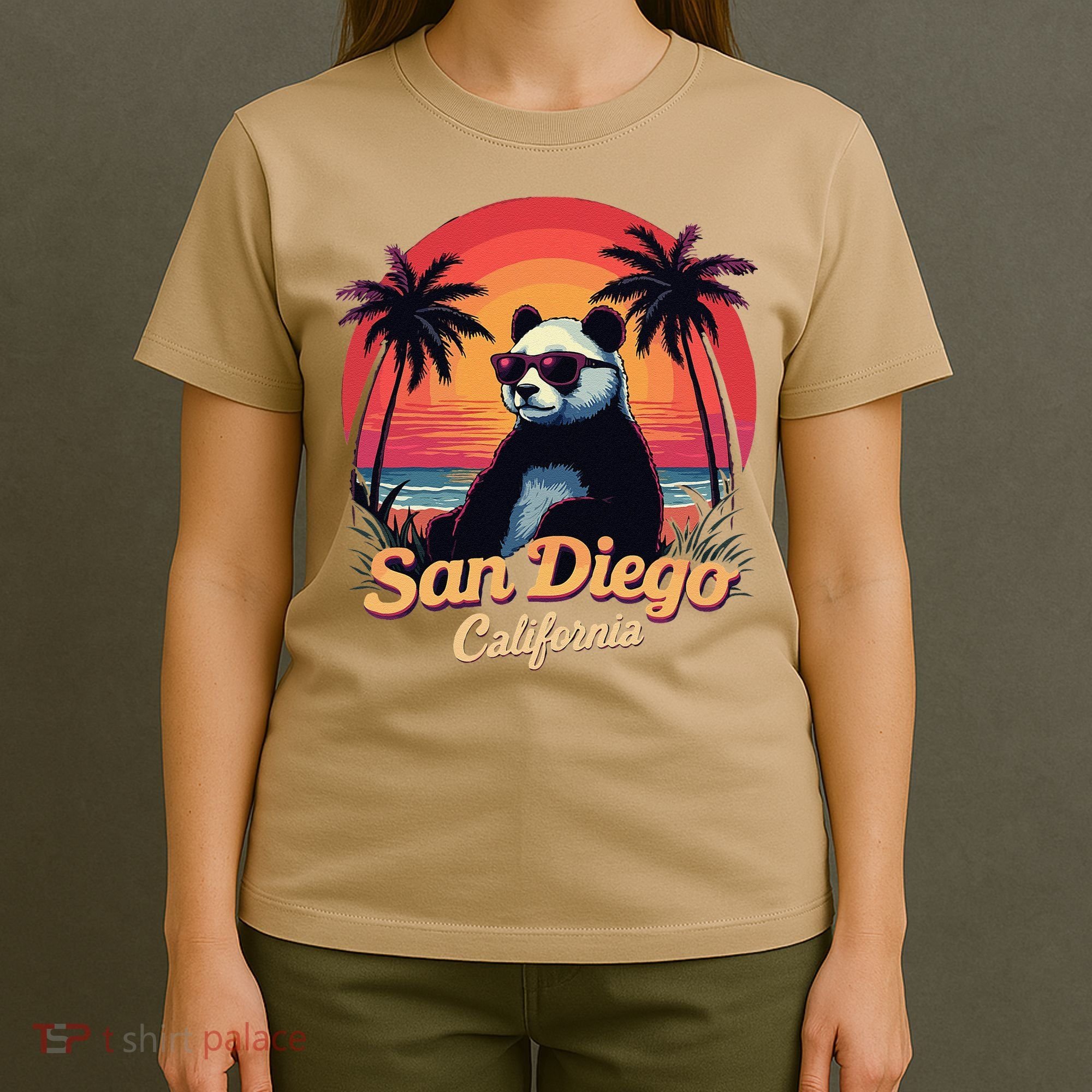 Retro Panda In Sunglasses San Diego California Zoo Vintage T-Shirt