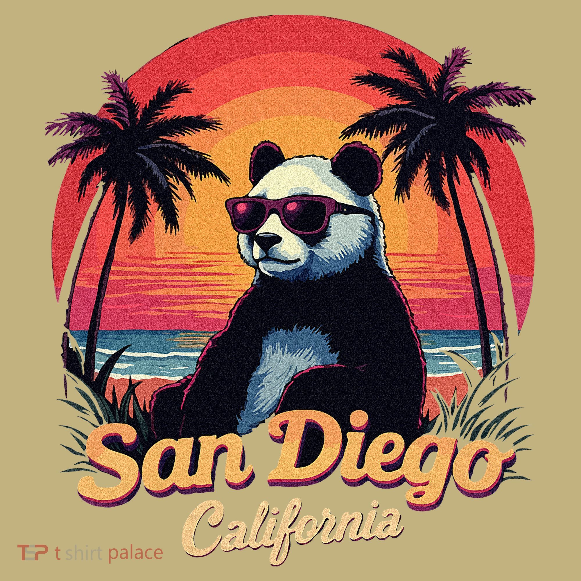 Retro Panda In Sunglasses San Diego California Zoo Vintage T-Shirt
