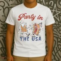 Retro Party In The Usa Beer Hot Dog Lover Funny 4th Of July T-Shirt thumb 3