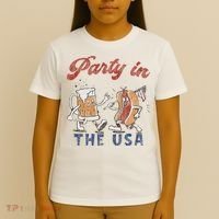 Retro Party In The Usa Beer Hot Dog Lover Funny 4th Of July T-Shirt thumb 4