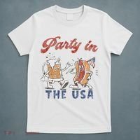 Retro Party In The Usa Beer Hot Dog Lover Funny 4th Of July T-Shirt thumb 5