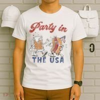 Retro Party In The Usa Beer Hot Dog Lover Funny 4th Of July T-Shirt thumb 6