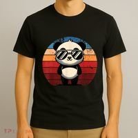 Retro Panda In Sunglasses Bbq Pool Party Funny Panda T-Shirt thumb 3