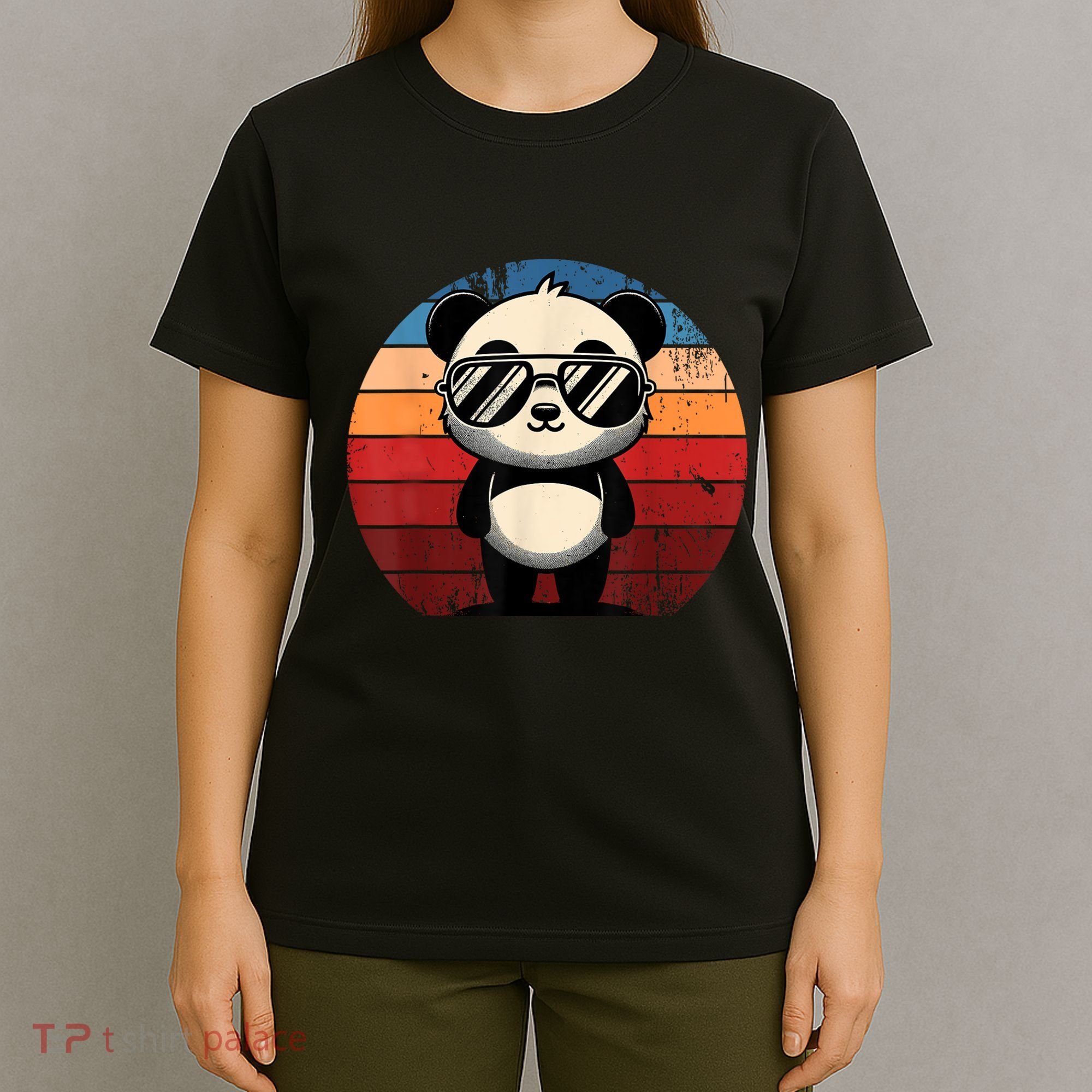 Retro Panda In Sunglasses Bbq Pool Party Funny Panda T-Shirt