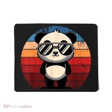 Retro Panda In Sunglasses Bbq Pool Party Funny Panda Mousepad