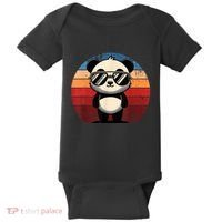 Retro Panda In Sunglasses Bbq Pool Party Funny Panda Baby Bodysuit thumb 0