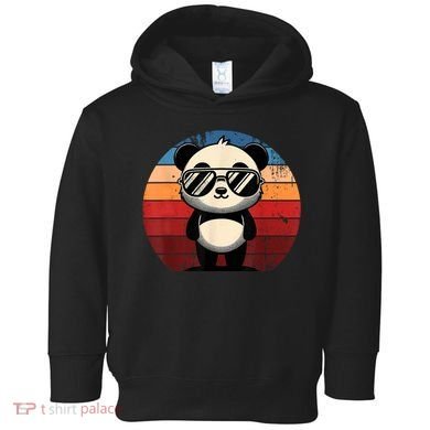 Retro Panda In Sunglasses Bbq Pool Party Funny Panda Toddler Hoodie