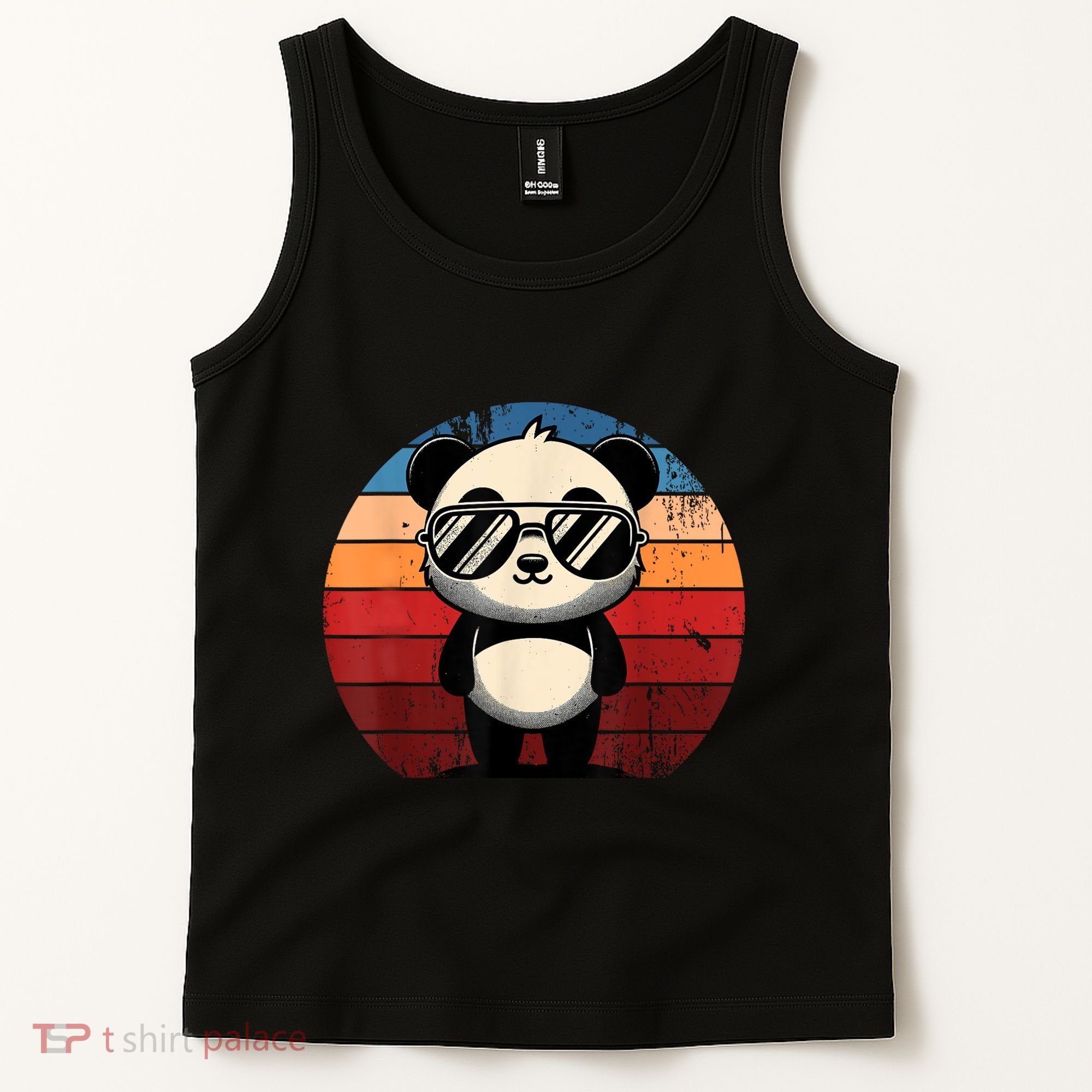 Retro Panda In Sunglasses Bbq Pool Party Funny Panda Tank Top