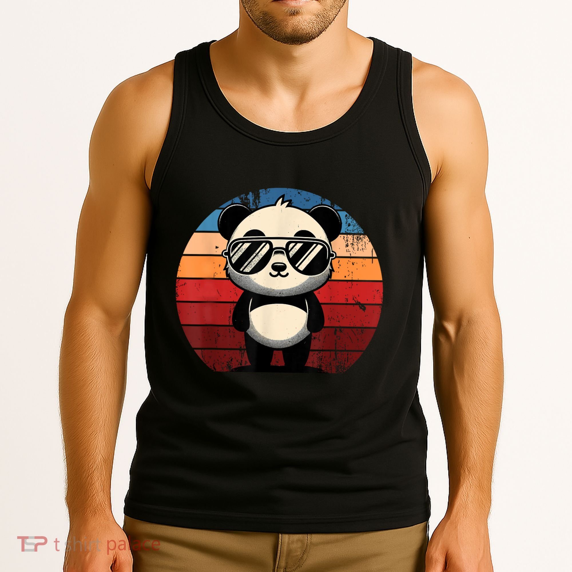 Retro Panda In Sunglasses Bbq Pool Party Funny Panda Tank Top