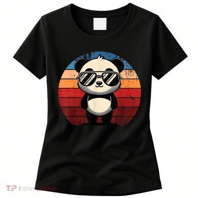 Retro Panda In Sunglasses Bbq Pool Party Funny Panda Women's T-Shirt